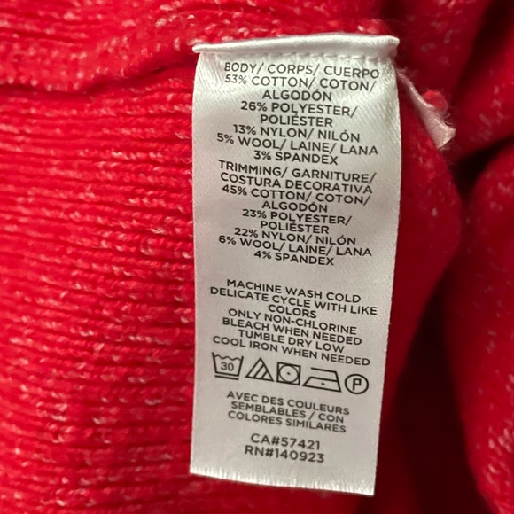 LOFT Red Sweater with Heart Detail Size XS - Picture 6 of 6